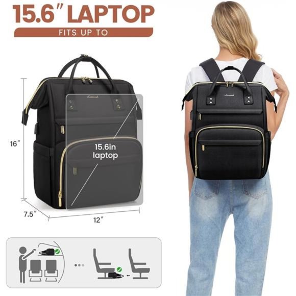 Laptop Backpack,15.6 Inch Professional Womens Purse Computer Bag Nurse Backpack - Picture 5 of 7